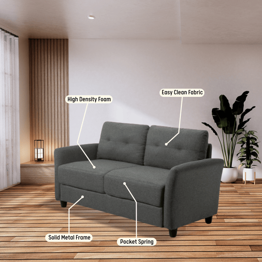 Ricardo Designer Upholstered Sofa - Dark Grey