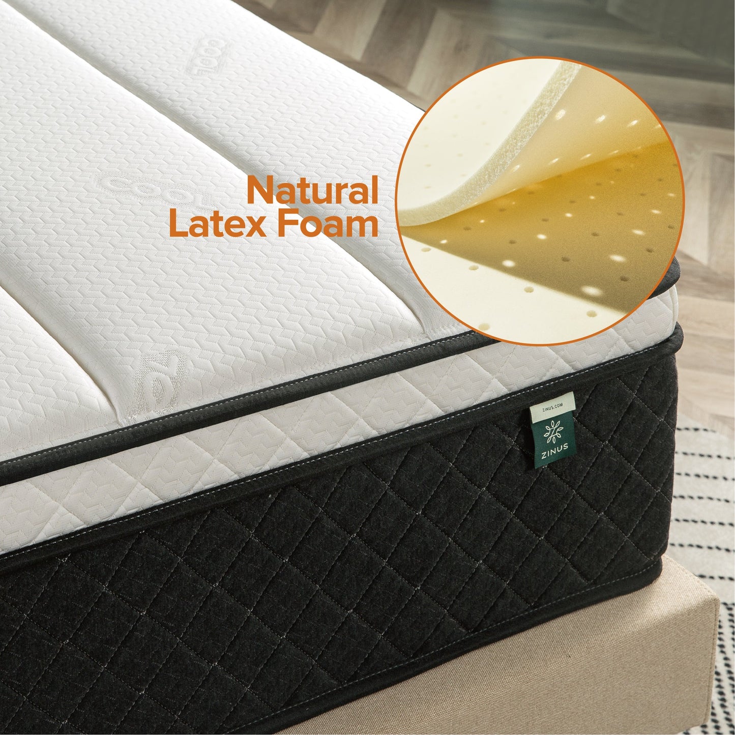 Tilam UltraCool Series iCoil 2.0 Natural Latex & Cool Gel Memory Foam Box Top Mattress (Cool Fabric) 12"