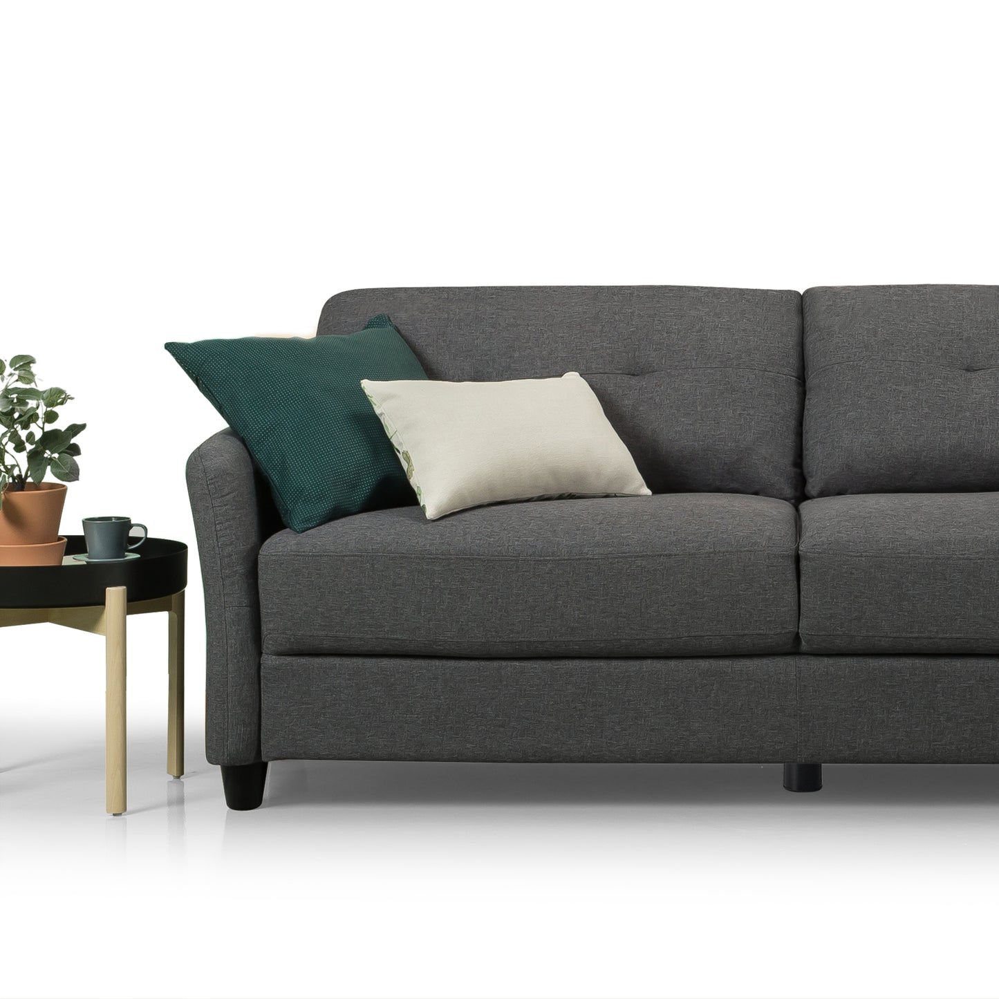 Ricardo Designer Upholstered Sofa - Dark Grey