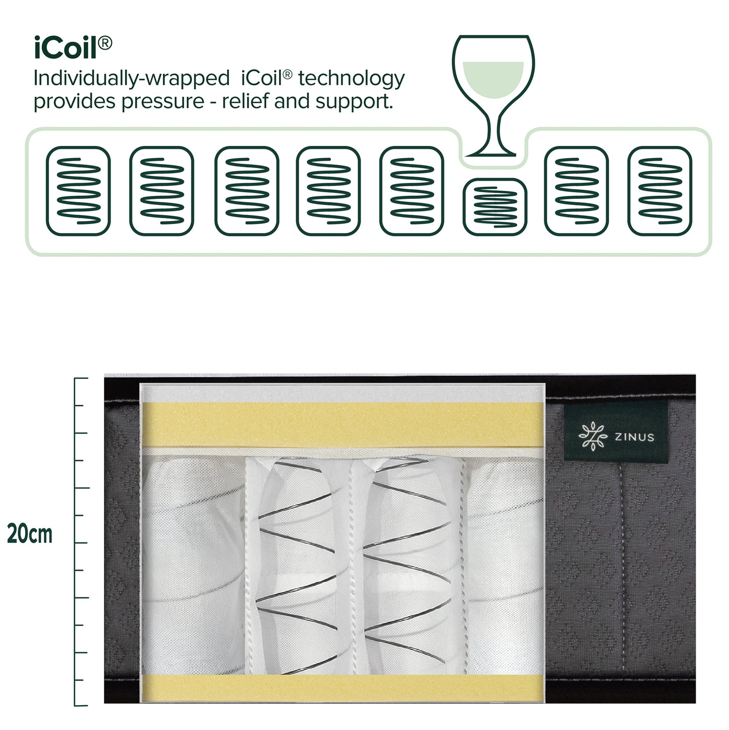 Tilam Zinus Therapeutic FusionTech iCoil Pocket Spring Tight Top Mattress 8"