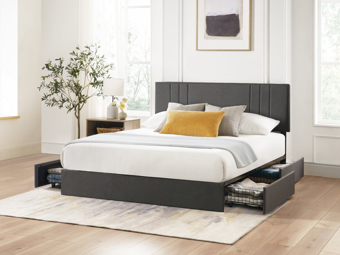 Serena Storage Fabric Upholstered Platform Bedframe