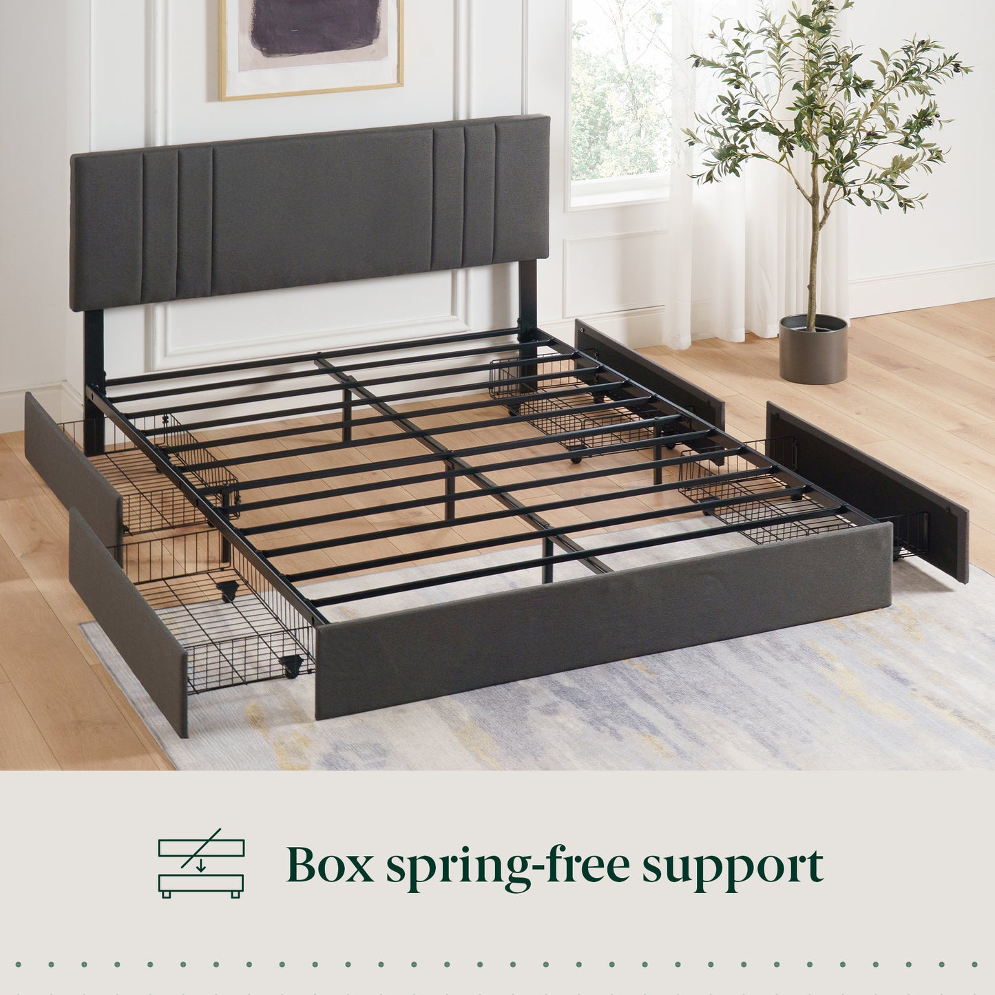 Serena Storage Fabric Upholstered Platform Bedframe