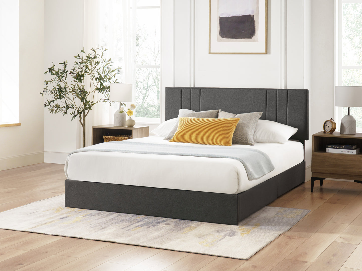 Serena Storage Fabric Upholstered Platform Bedframe