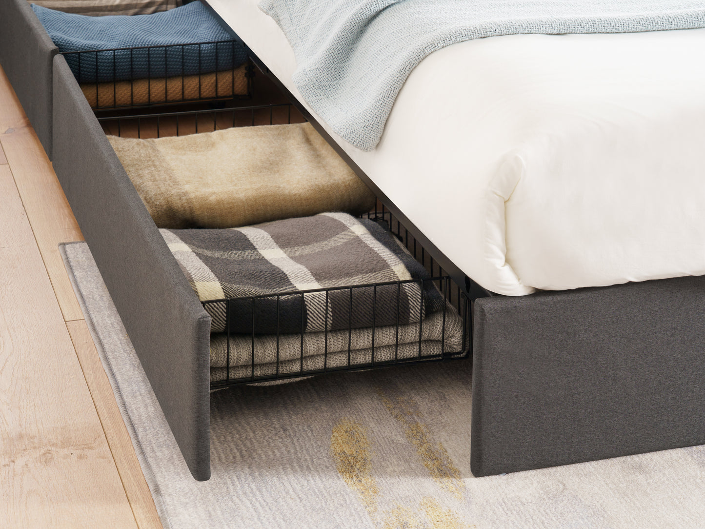 Serena Storage Fabric Upholstered Platform Bedframe