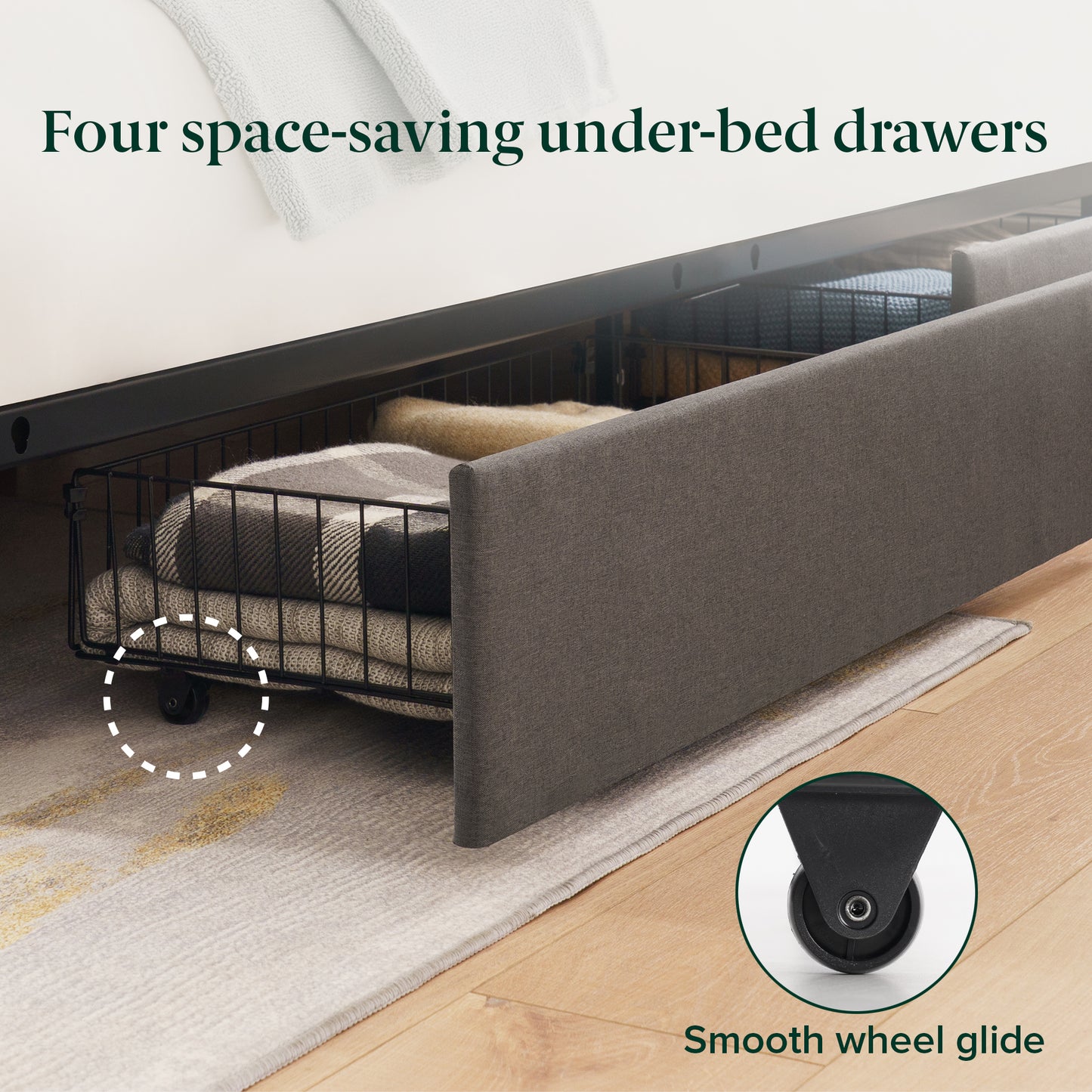 Serena Storage Fabric Upholstered Platform Bedframe