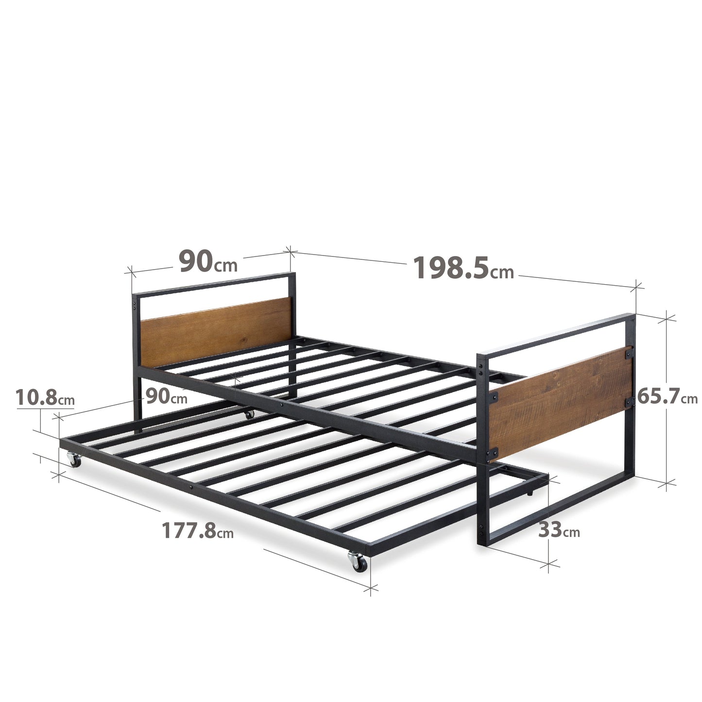 Ironline Metal and Wood Day Bed with Pull-Out Bed