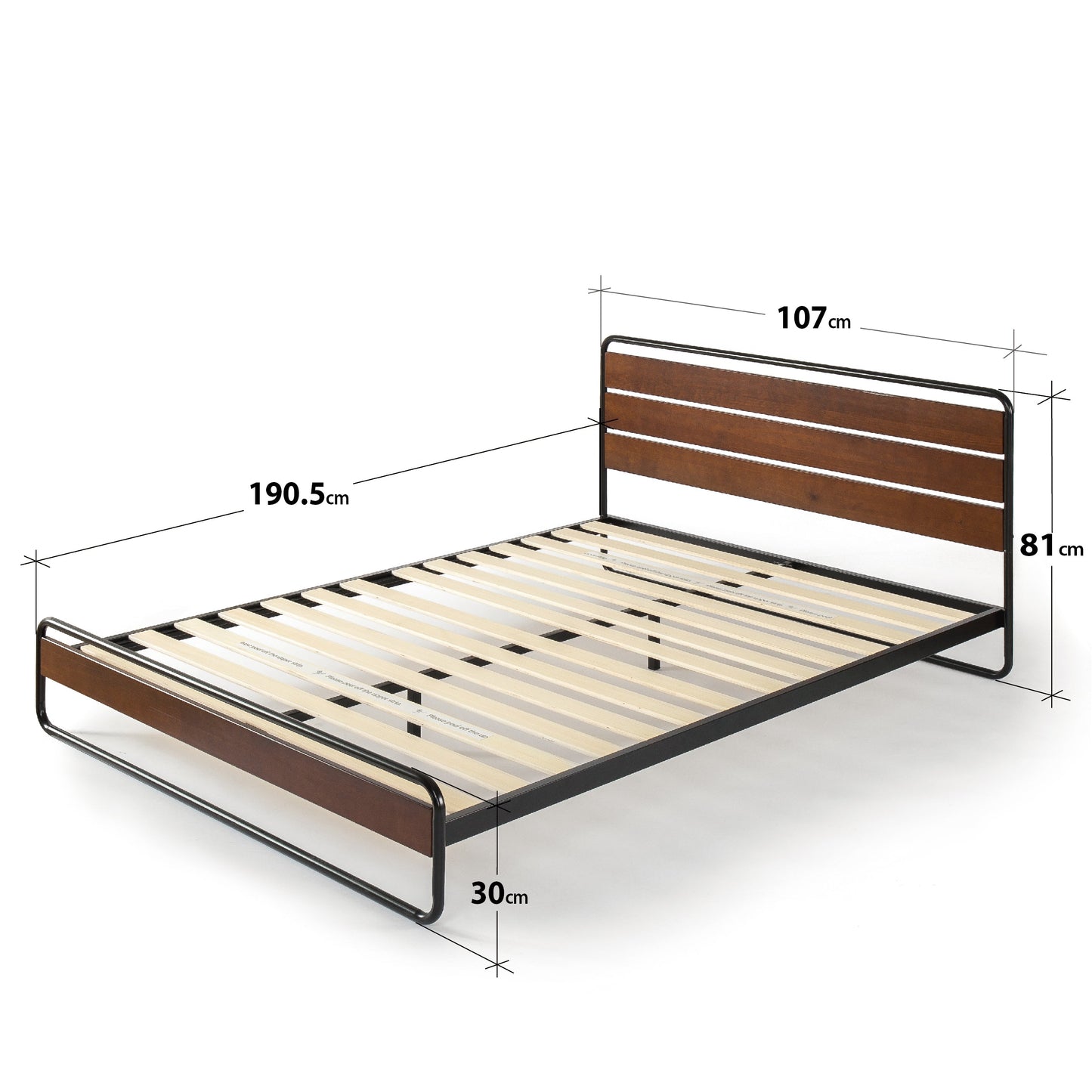 Horizon Metal and Wood Platform Bed Frame