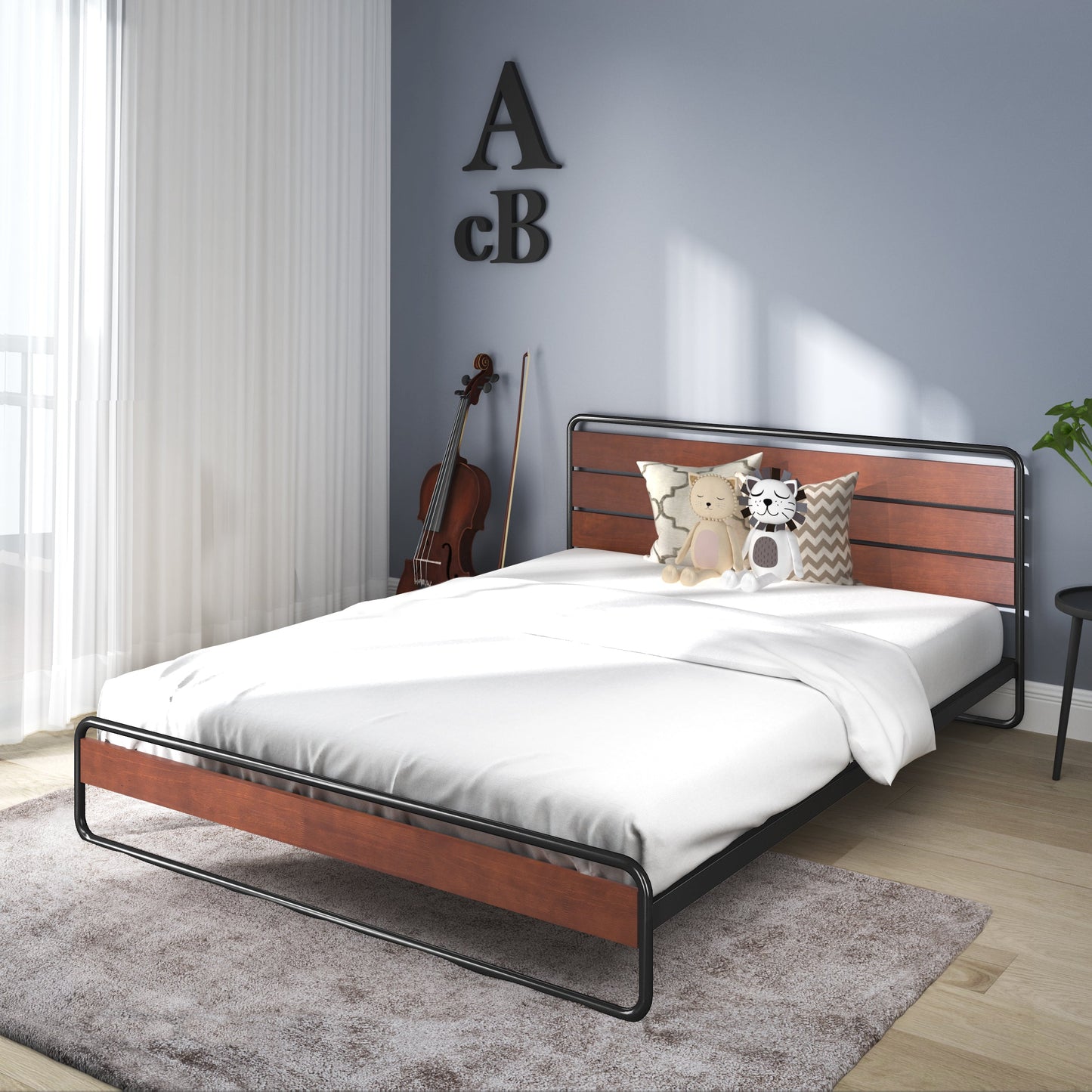 Horizon Metal and Wood Platform Bed Frame