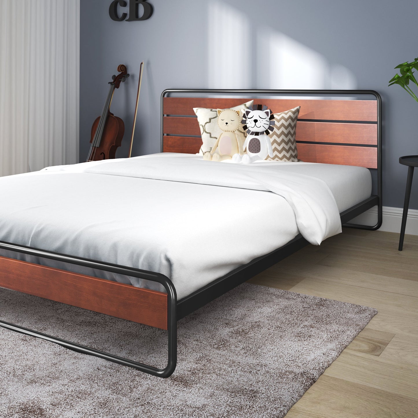 Horizon Metal and Wood Platform Bed Frame