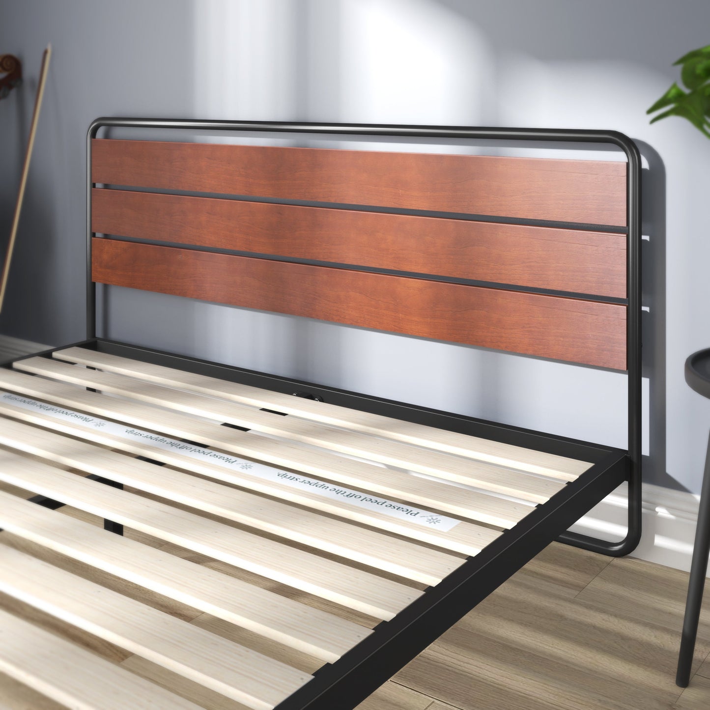 Horizon Metal and Wood Platform Bed Frame