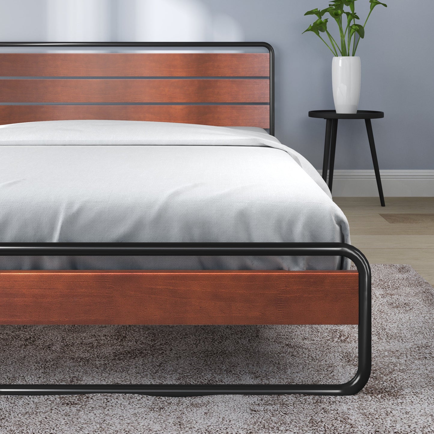 Horizon Metal and Wood Platform Bed Frame