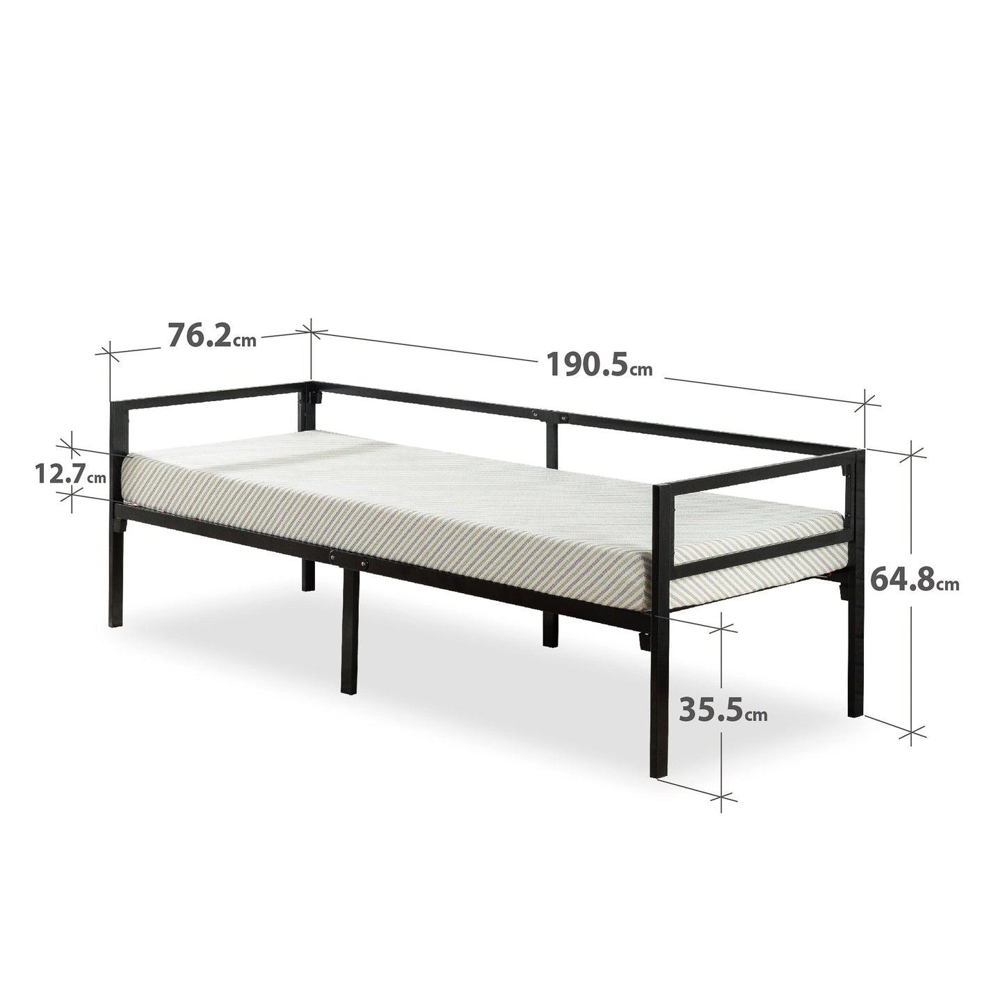 Quick Lock Metal Daybed with Memory Foam Mattress